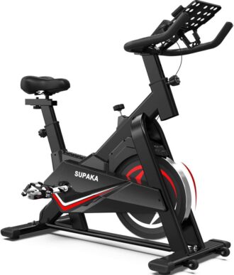 SUPAKA Spin Bike, Indoor Cycling Bike Stationary, Exercise Bike for Home Cardio Gym, with Magnetic Resistance, 35 LBS Flywheel, Thickened Frame Upgraded Version (Black)