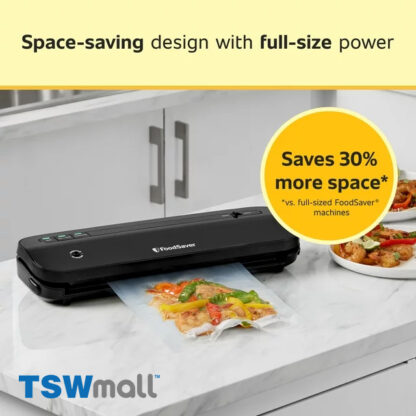 FoodSaver Space-Saving Vacuum Sealer with Bags and Roll, Black - Image 3